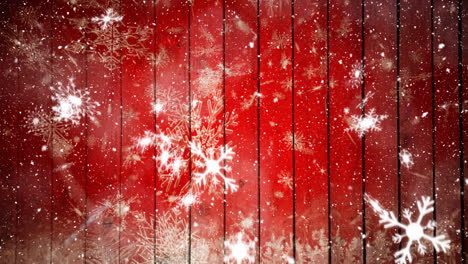 snow falling on red background