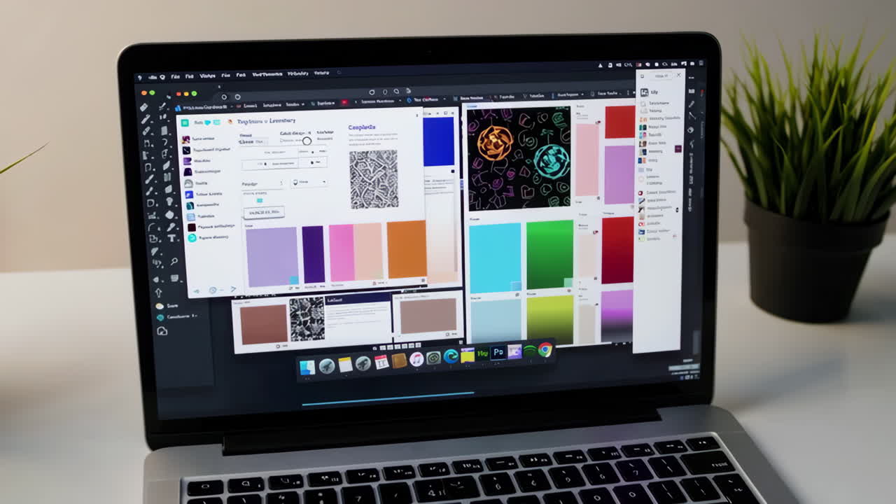 Laptop with Graphic Design Software Open