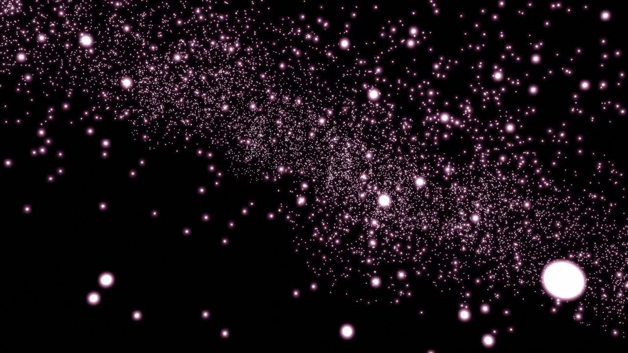 una fascinante exhibición de estrellas rosas y magentas contra un fondo oscuro, que se asemeja a una galaxia cósmica.