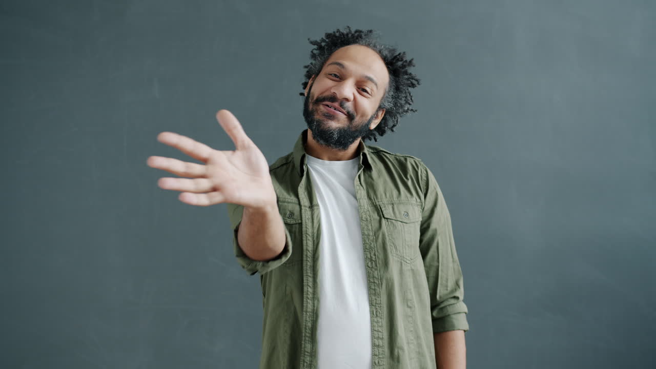 Man expressing surprise and happiness