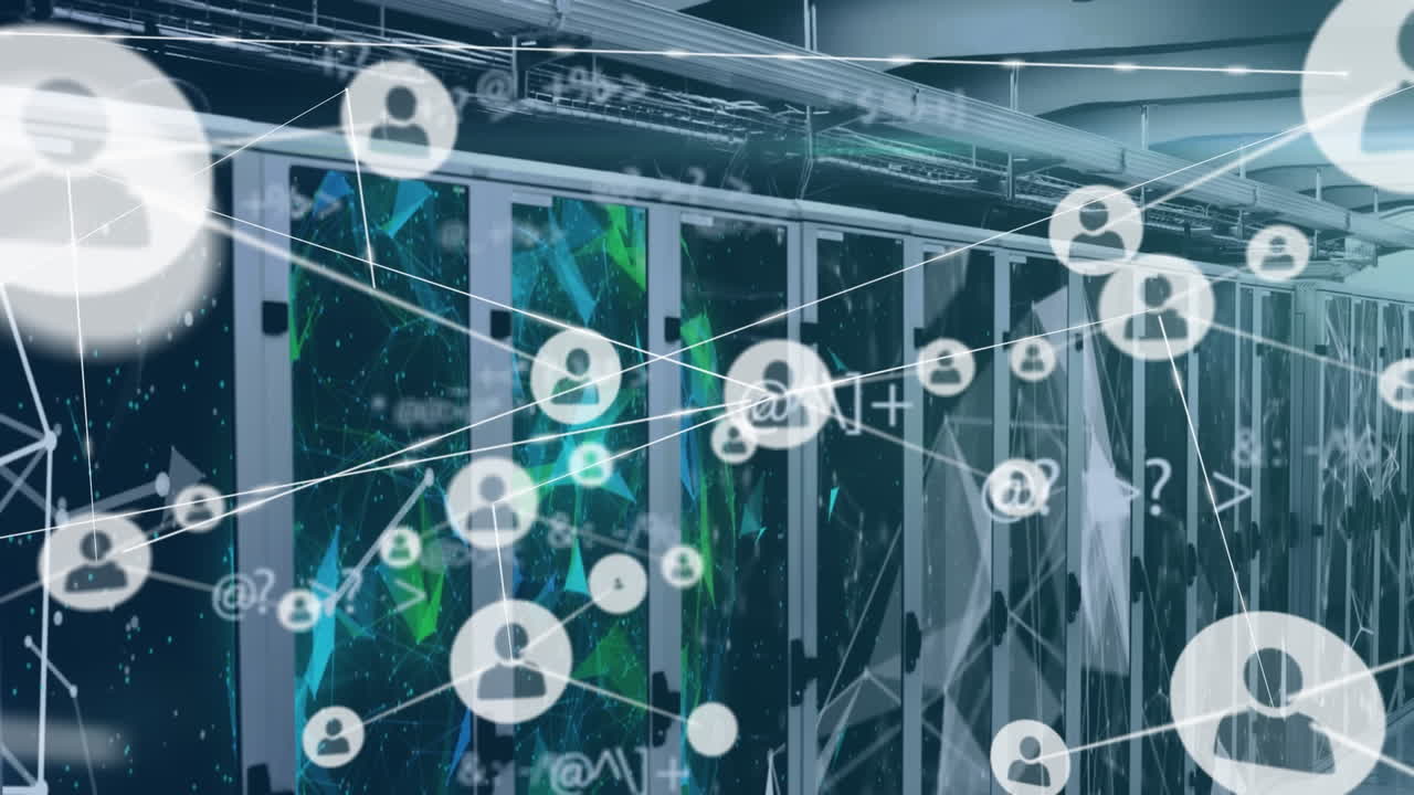 animación de la red de conexiones a través de servidores informáticos