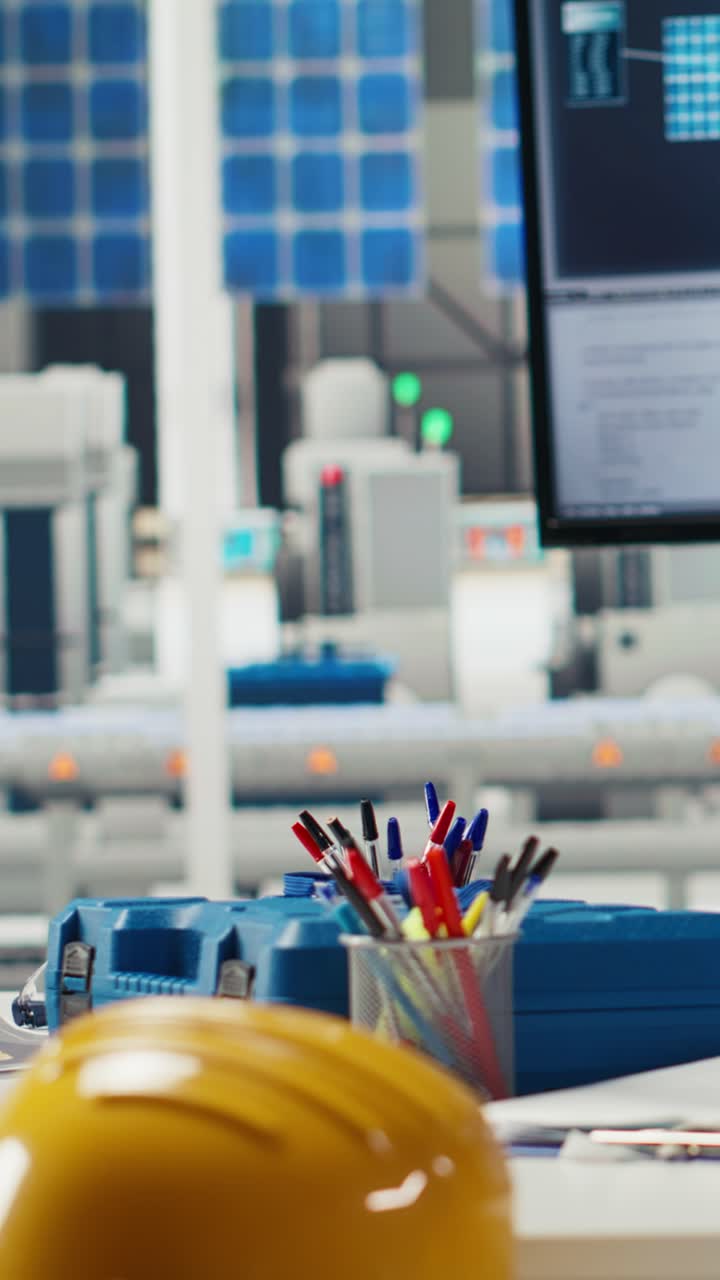 Vertical video Empty research and development photovoltaics factory office