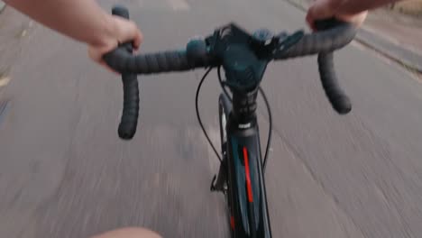 Commuter-cycling-with-chest-mounted-action-camera-in-slow-motion