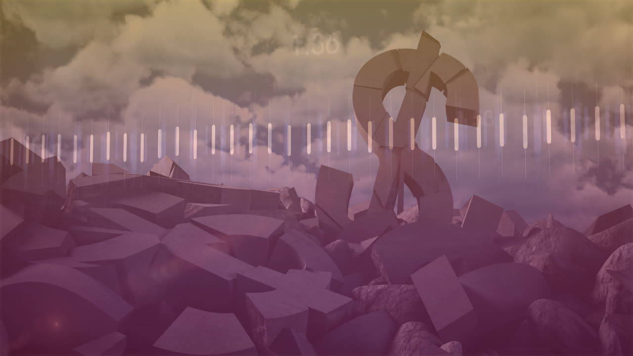 달러 기호와 클라우드를 통해 금융 데이터 처리의 애니메이션