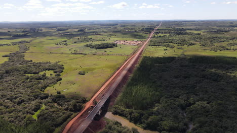 aerial view of a road under construction in rural argentina