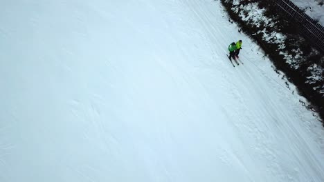 Aerial-panoramic-view-of-Topolita-Snow-Summit-during-sunset-on-a-cloudy-day