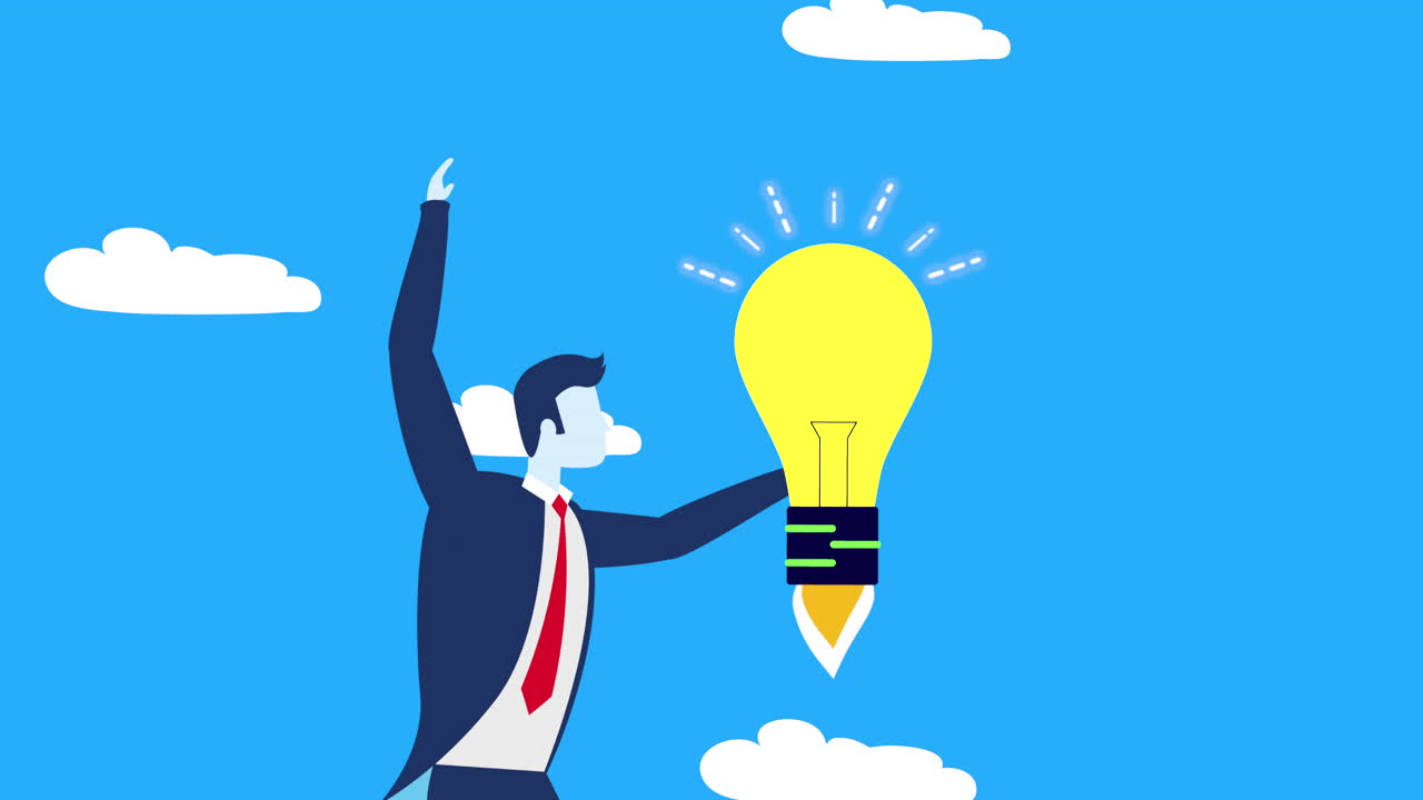 trabajador de negocios con lanzador de bombillas