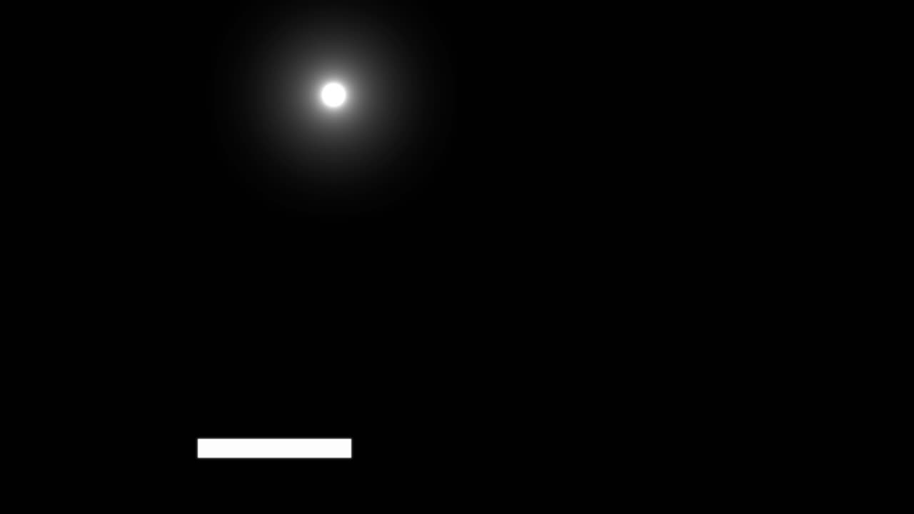 Glowing White Ball Bouncing Off Paddle on Black Background