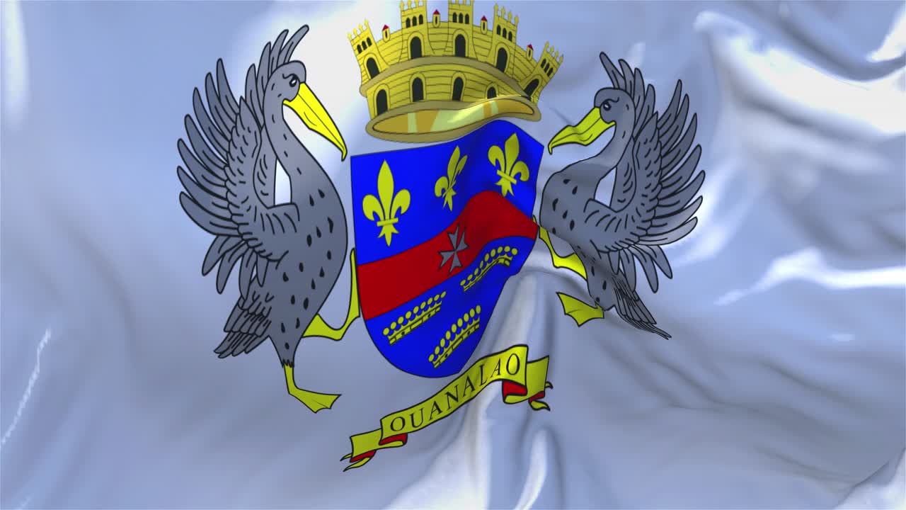 104 saint barthelemy flag waving in wind slow motion animation 4k realistic fabric texture flag