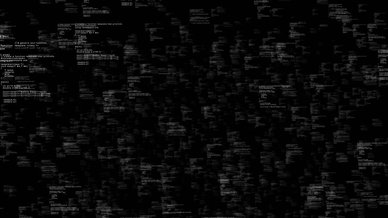 4k 3d digital program code cyber virtual space data flow animation software development futuristic