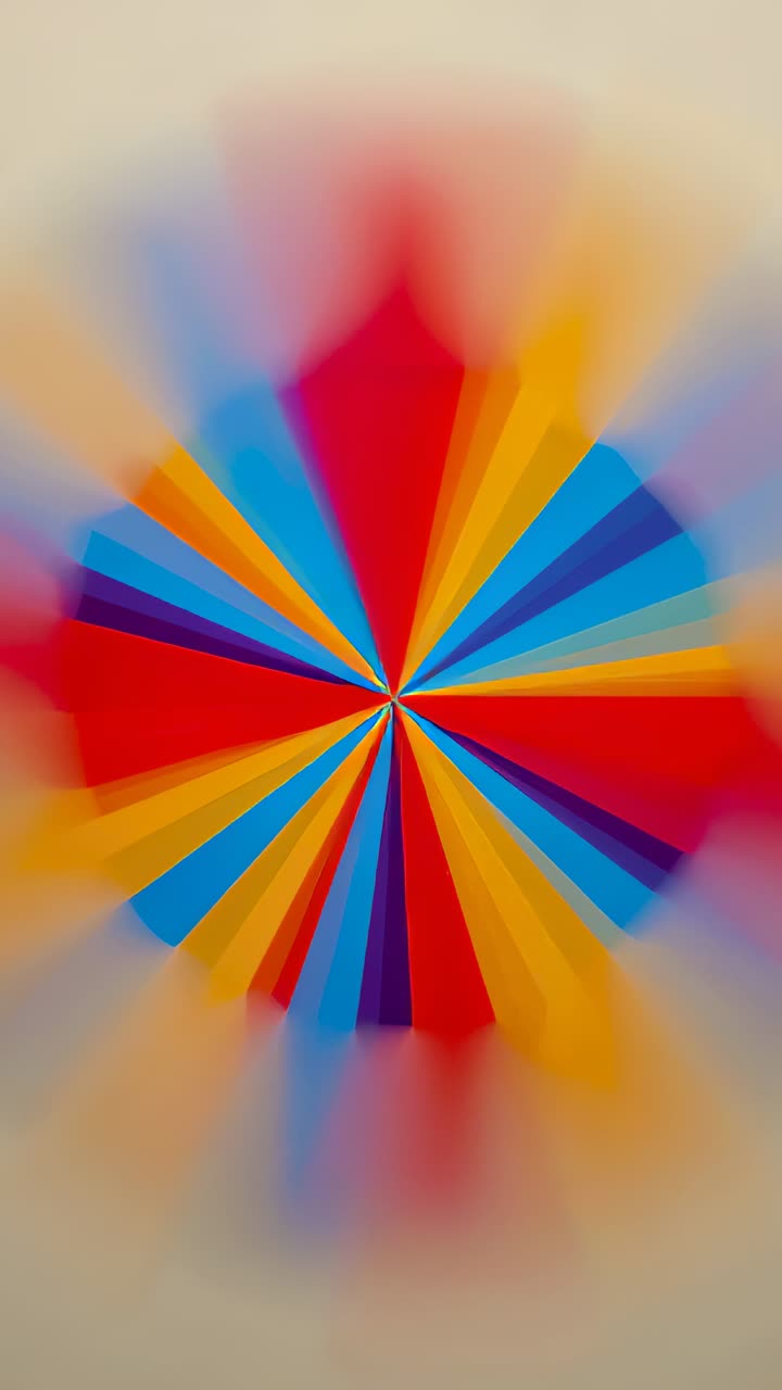 Vertical video: Animating center starburst expanding and sharpening on beige field, filling frame