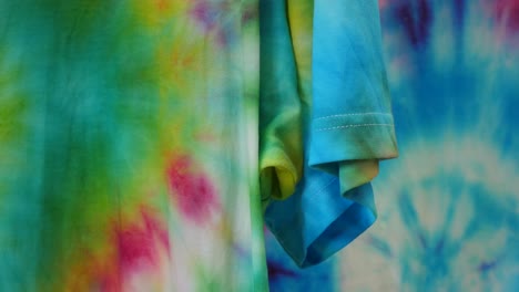 closeup of rainbow tie-dye shirts