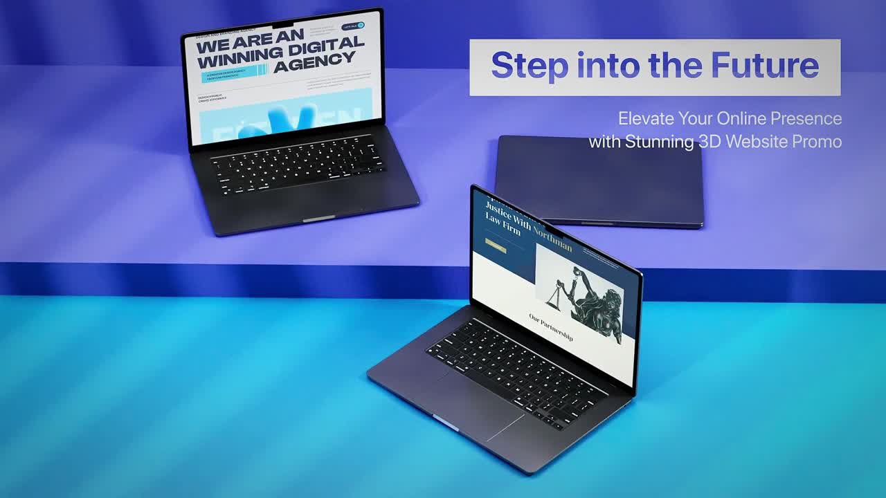 Advanced 3d modern website promo template for tech startup and digital presentation