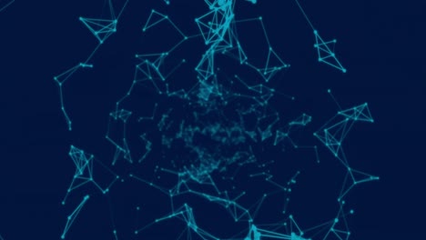 animación digital de redes de plexo de neón flotando contra un fondo azul