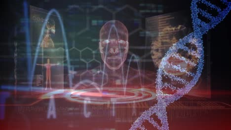 Animation-Des-Spinnens-Von-DNA-Strängen-Und-Der-Datenverarbeitung