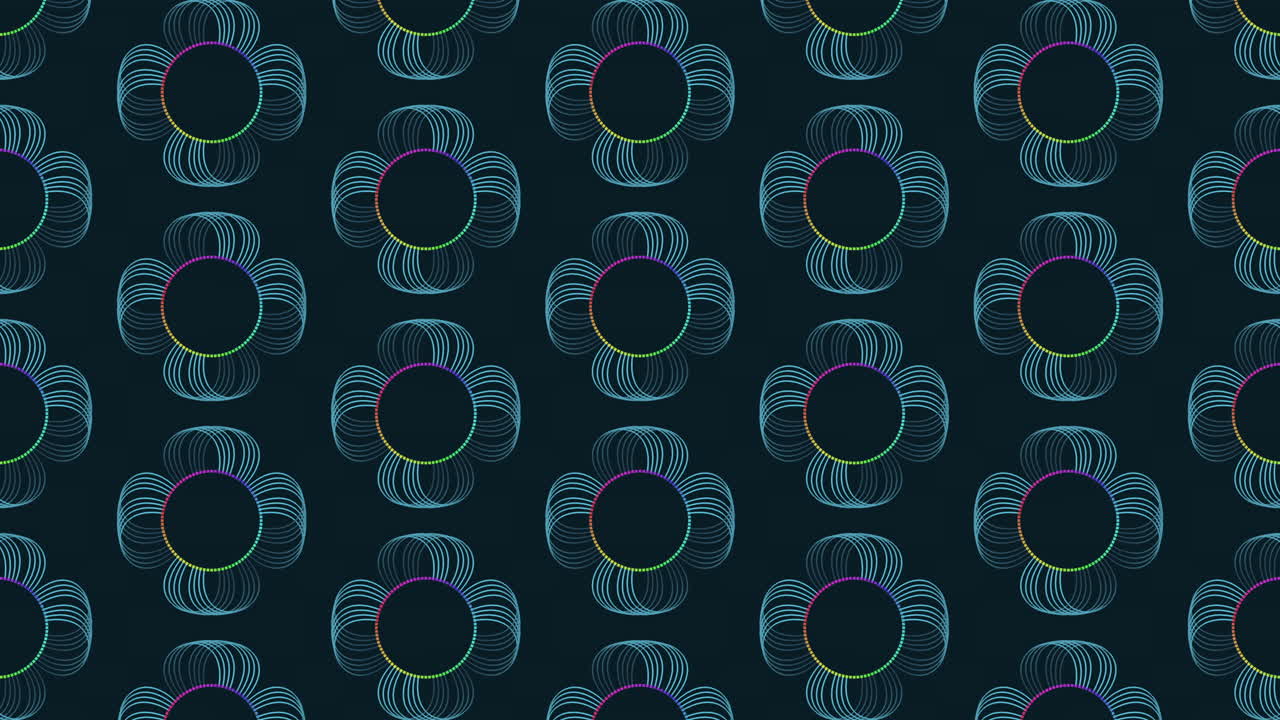 círculos dinámicos vividamente entrelazados azules, púrpuras y verdes