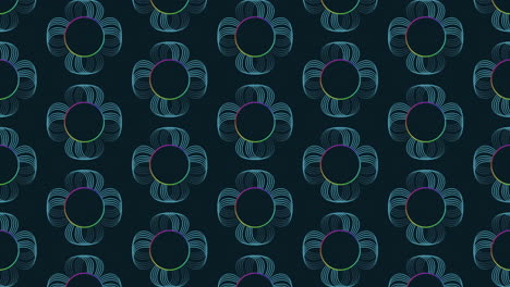 Dynamic circles vividly interwoven blues, purples, and greens