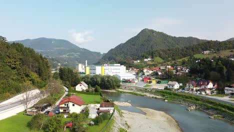 Drone-view-of-River-between-highways