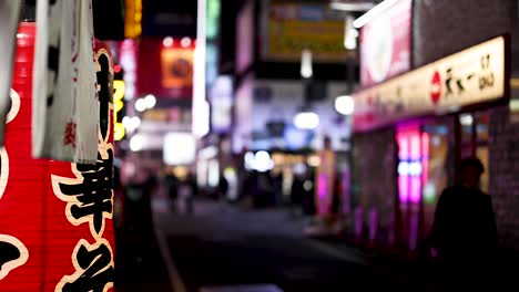 urban evening with vibrant street signage