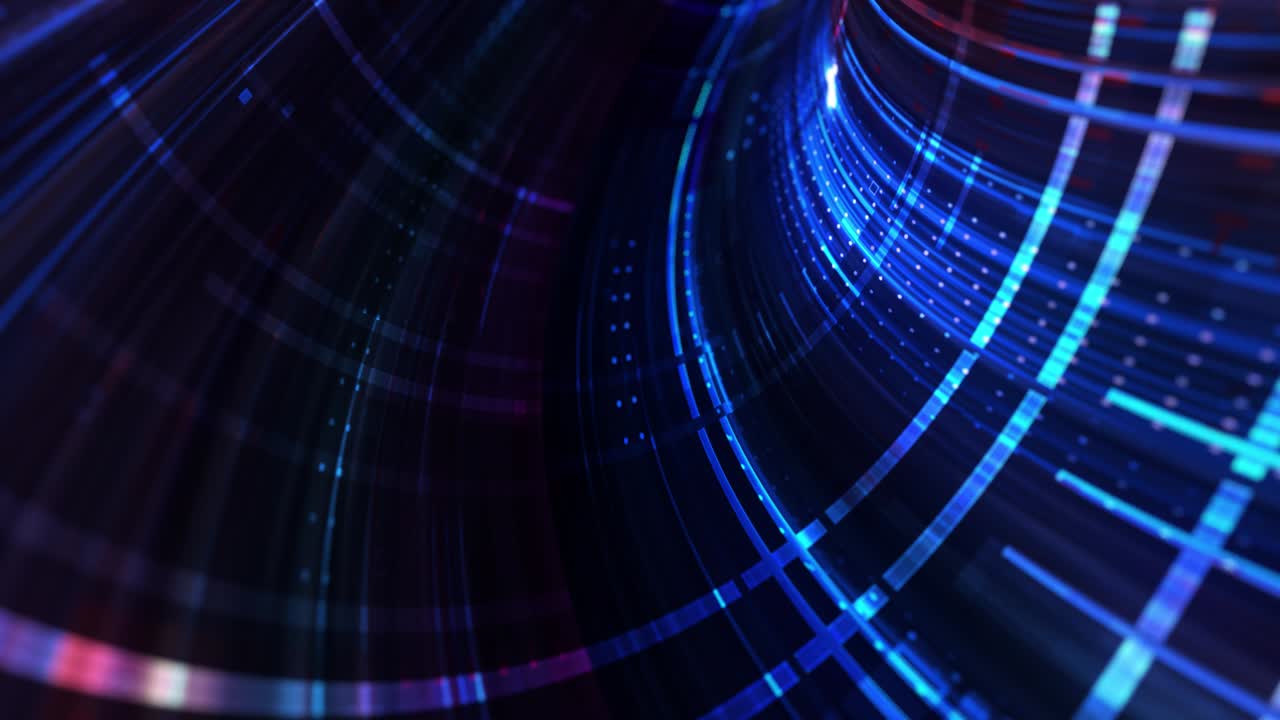 luces de neón abstractas de ciencia ficción futurista de alta tecnología túnel de realidad virtual. gráfico de movimiento futurista. brillo de luz de neón ultravioleta. renderización 4k 3d, bucle sin costuras