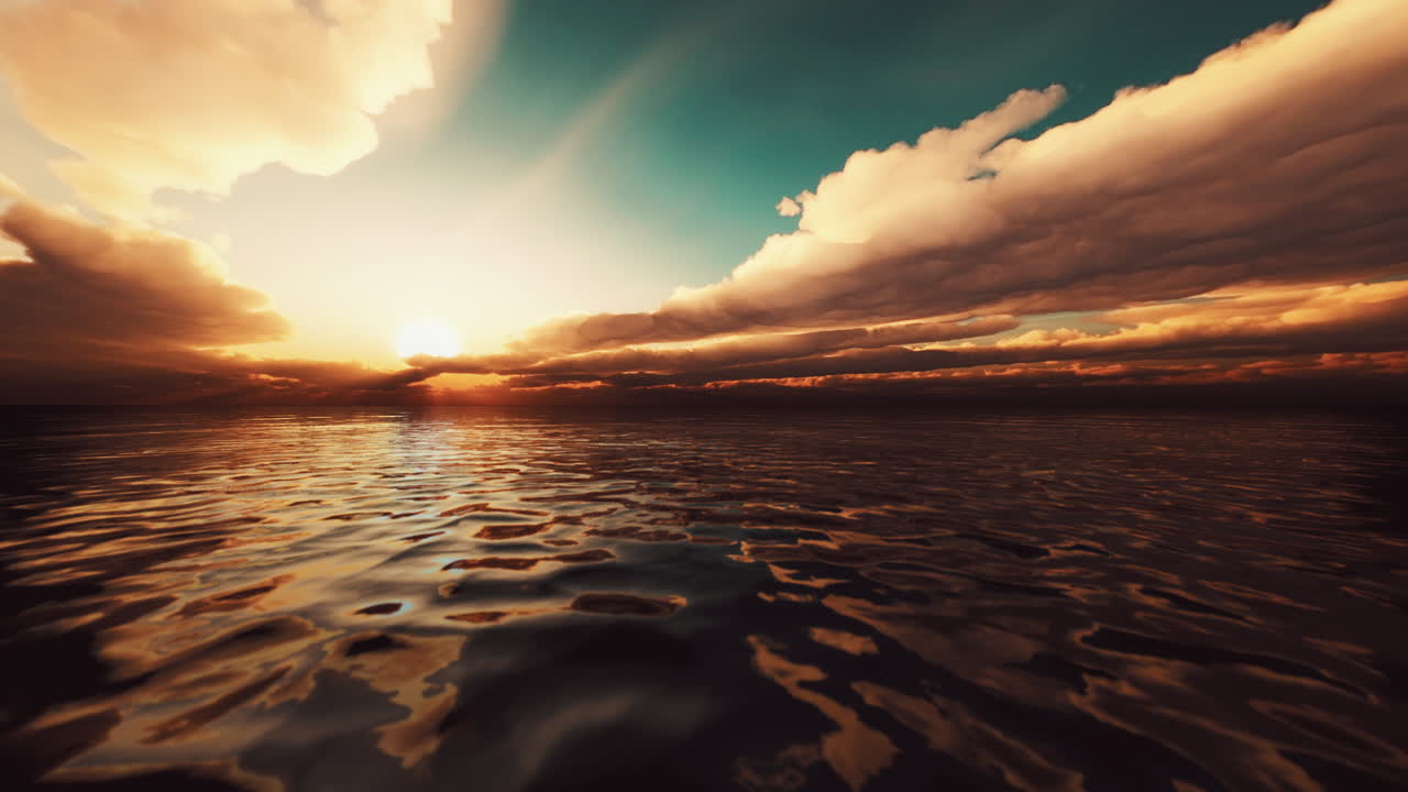 Smuk rød solnedgang over havet