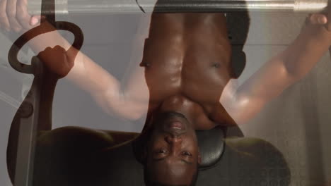 animation of african american man exercising at gym