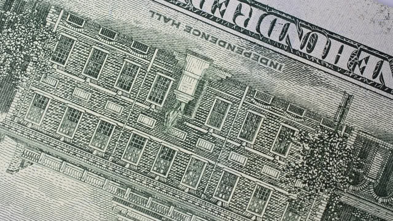 Macro de uma nota de 100 dólares nova
