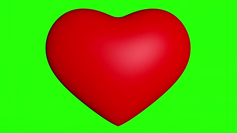 spinning red heart object on green screen