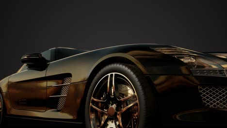 luxury sport car in dark studio with bright lights