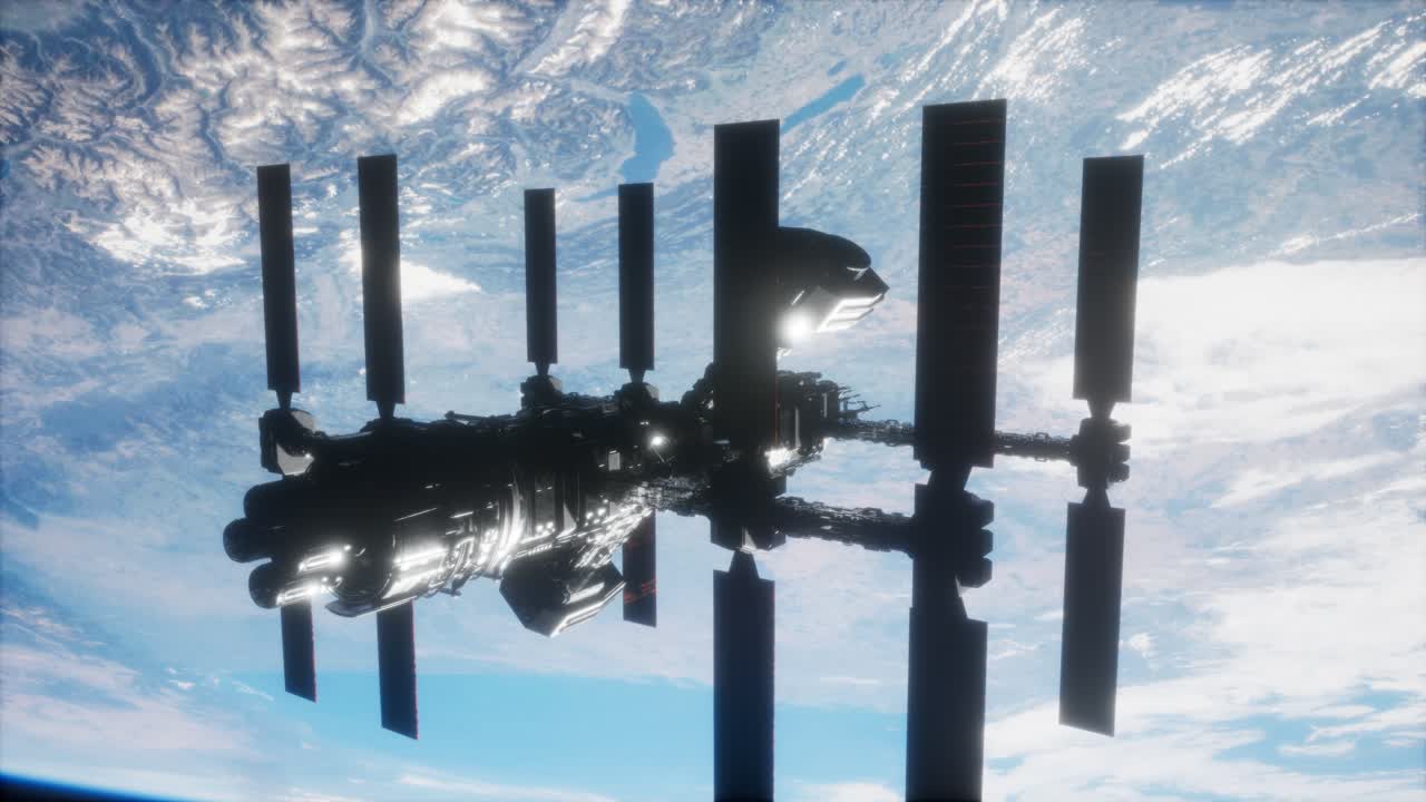 지구 위 에 있는 우주 공간 에 있는 국제 우주 정거장