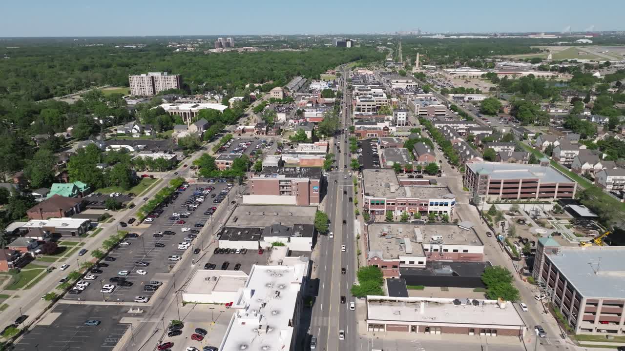 Downtown Dearborn, Michigan with stable drone video