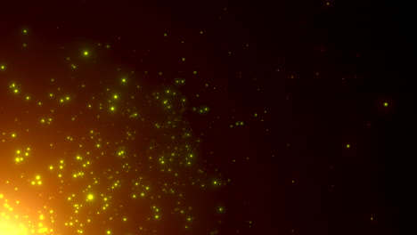 Motion-yellow-particles-and-stars-in-galaxy-abstract-background