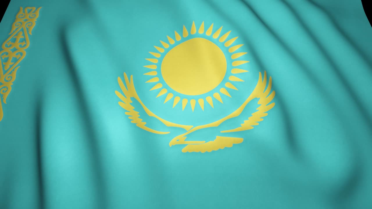 Waving realistic Kazakhstan flag background. Loop animation