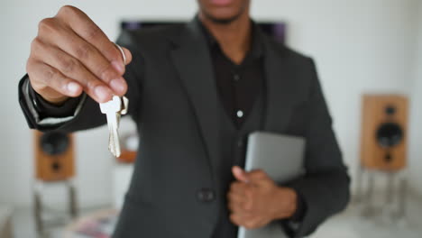 man with keys of new house