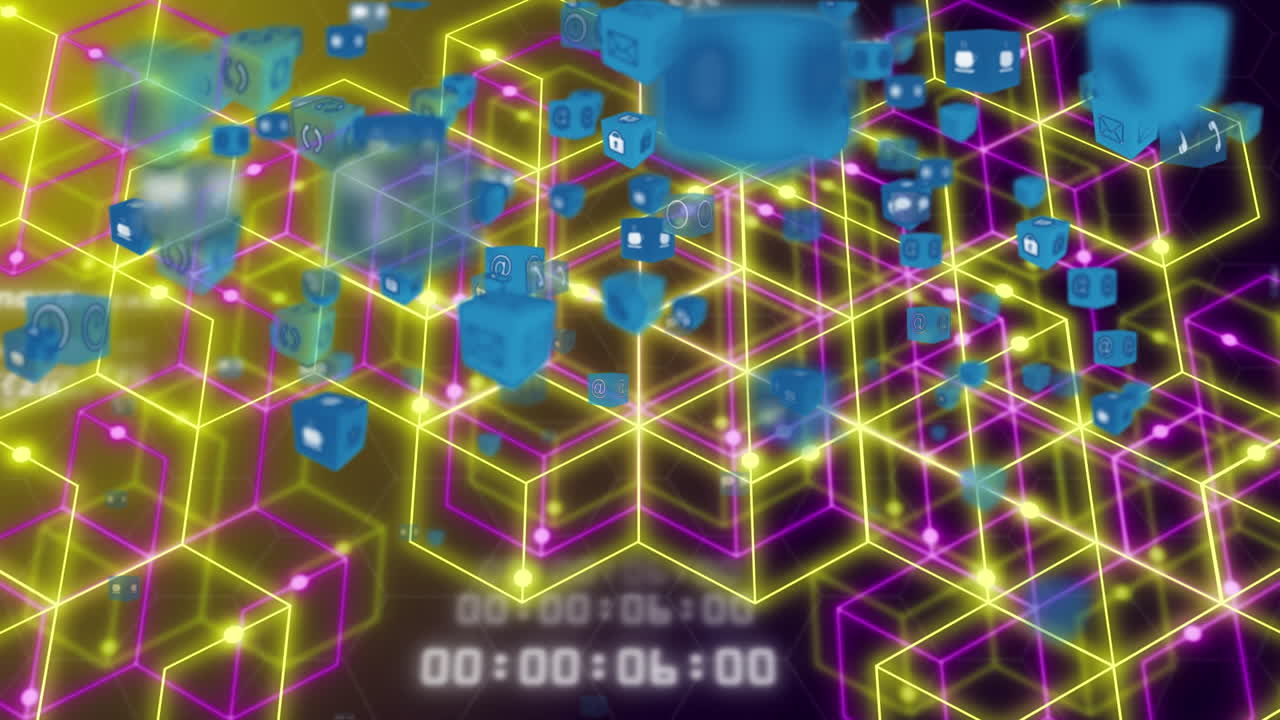 연결 네트워크를 통해 미디어 아이콘의 애니메이션