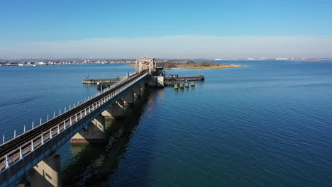 A-drone-shot-over-Grassy-Bay-in-Queens,-NY