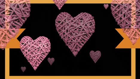 animación de corazones rosados moviéndose sobre un fondo negro