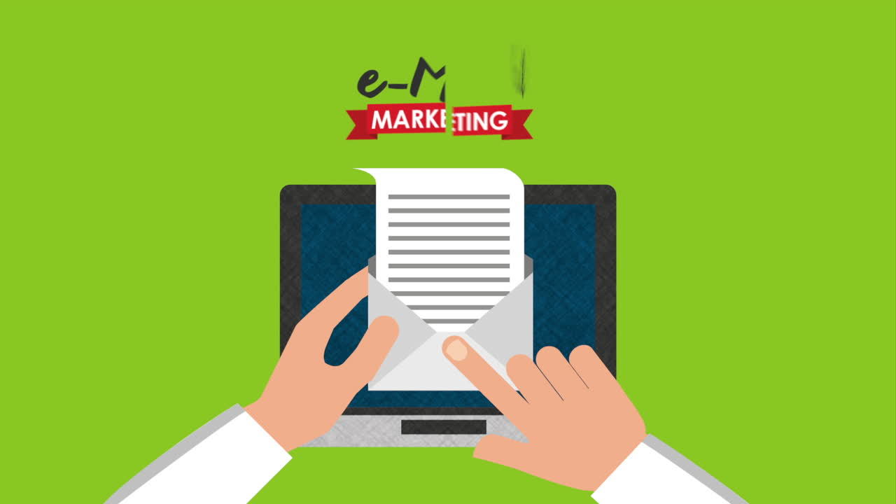 Pemasaran email media sosial dengan animasi laptop