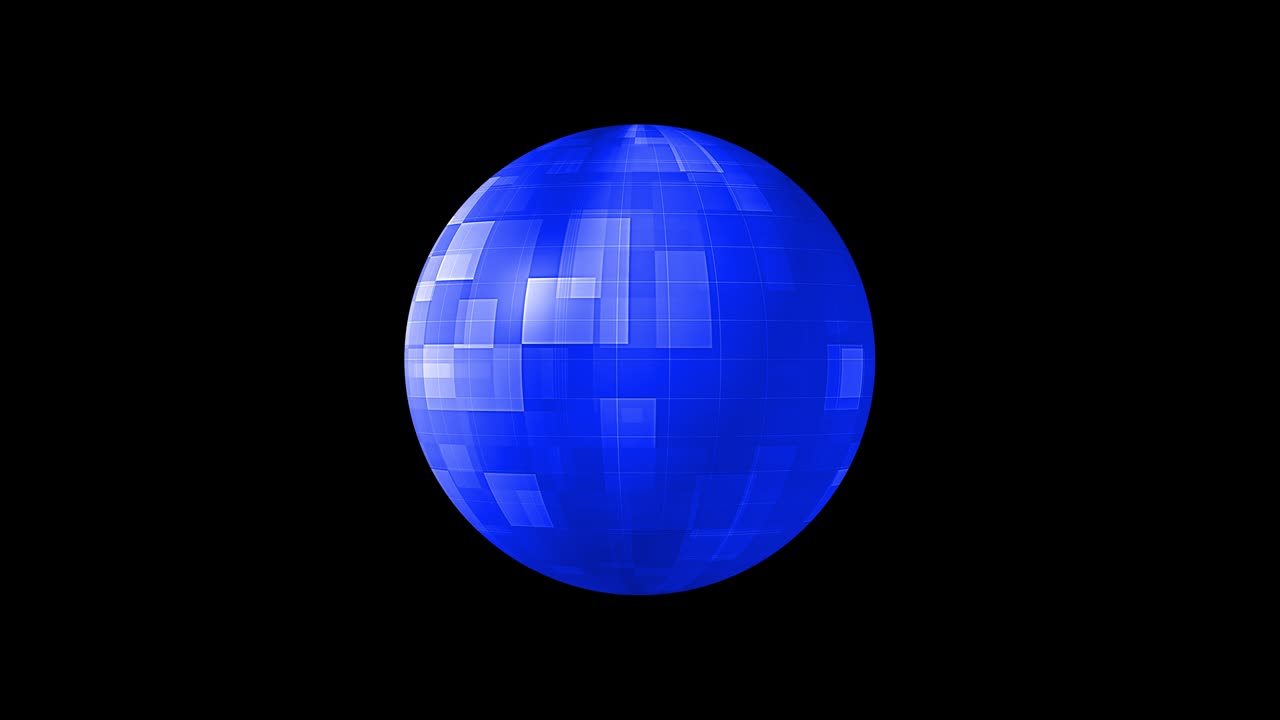 abstract blue hi-tech futurista disco ball. 4k 3d rendering seamless looping digital electrónica esfera de luz aislada con canal alfa utilizando el código 444 de quicktime prores. bola de tecno cibernético moderna.