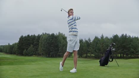 man golfing on a golf course