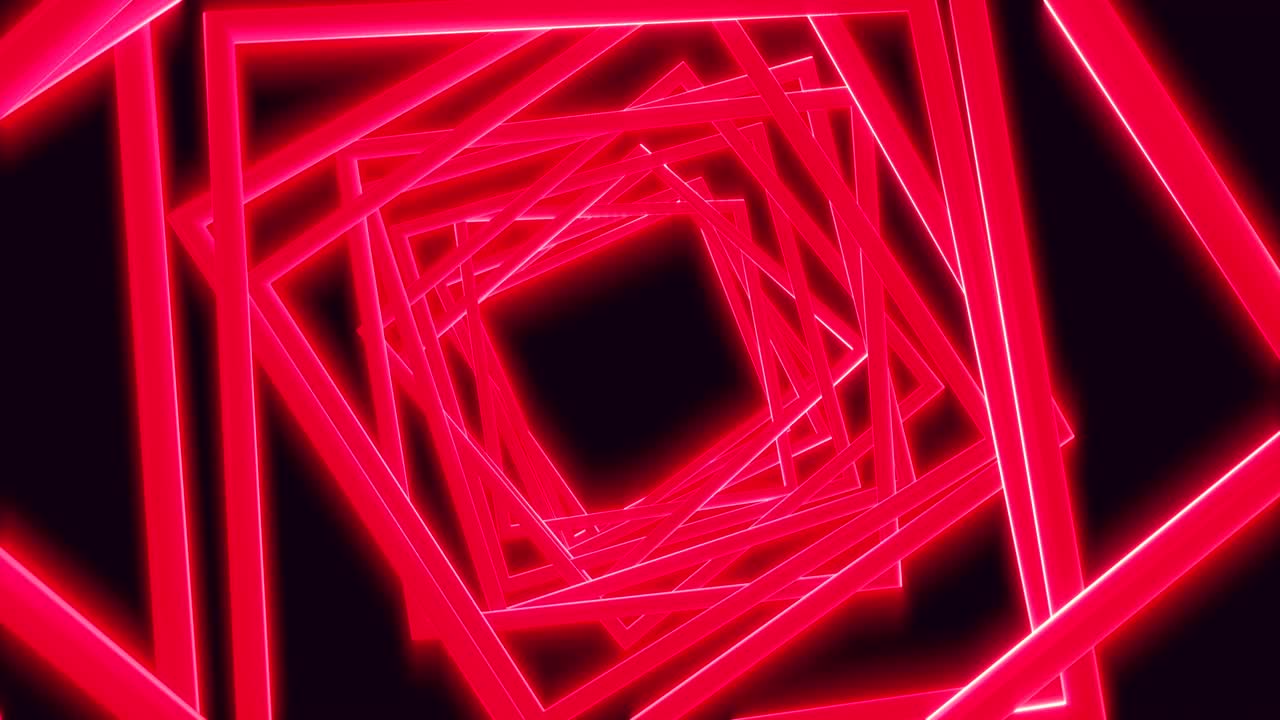 el brillo brillante de la luz de neón cuadrados láser en color negro. colorido fondo geométrico fluorescente abstracto. loopable render 3d futurista. animación de moda moderna para el diseño de transmisión, espectáculo, club.