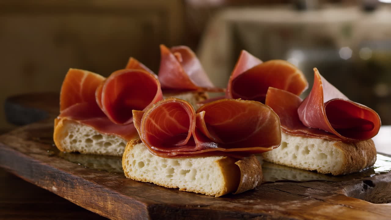 Stuzzichini di prosciutto sul pane