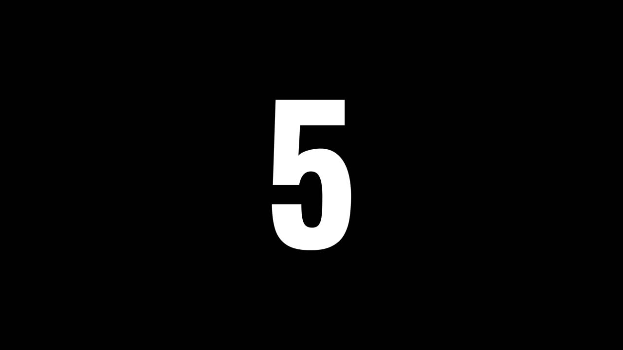 Simple White Countdown from Ten to One on Black Background