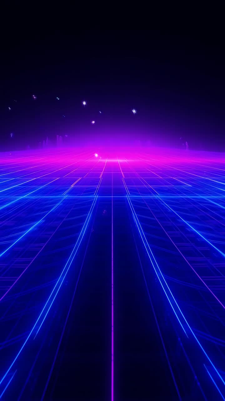 Retro Futuristic Sci-Fi Retrowave Neon Grid 4K