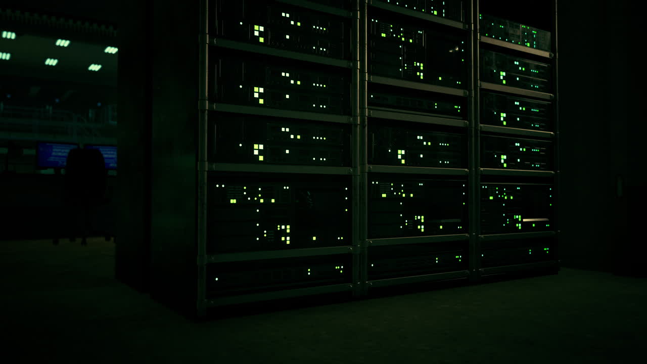 Dark Server Room at Night