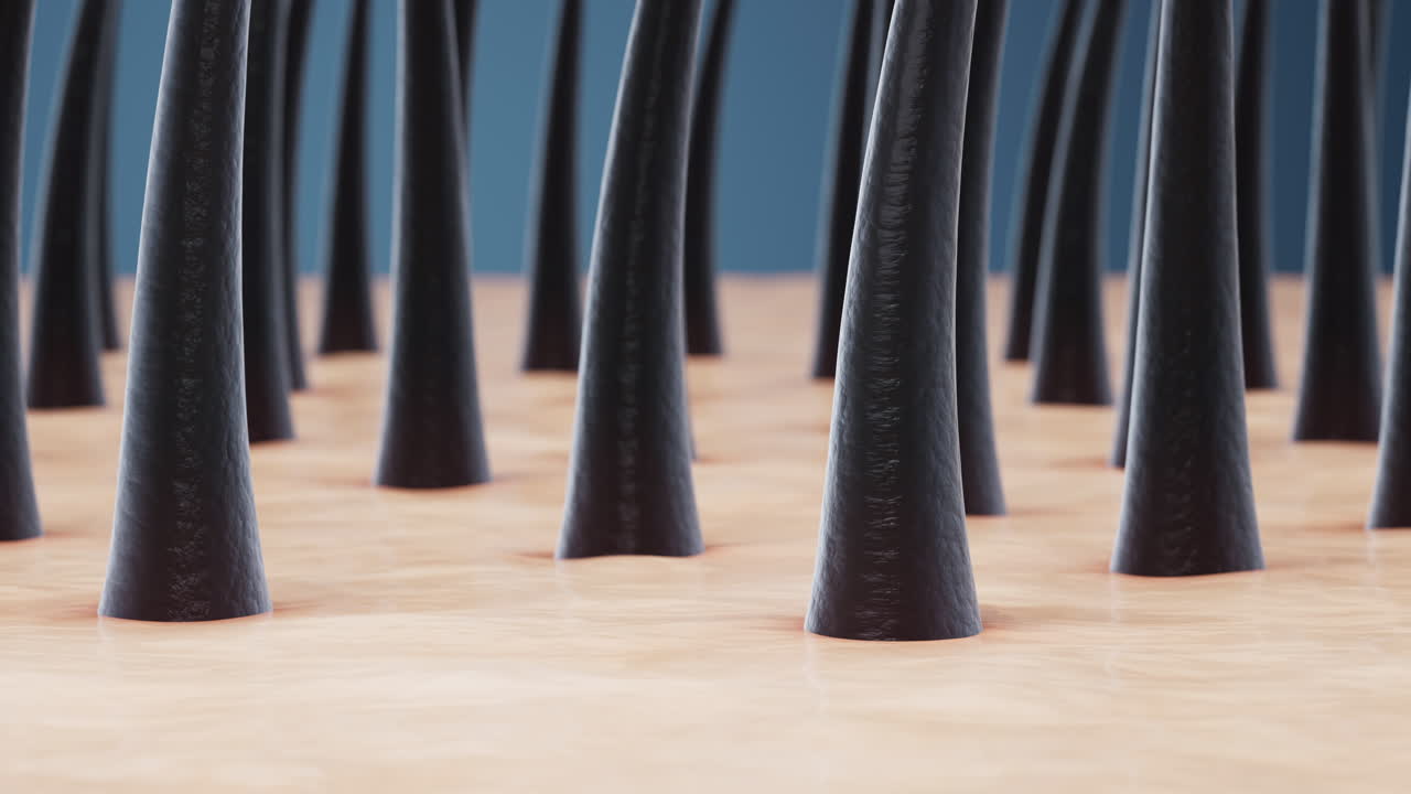 튼튼한 머리카락과 피부, 머리카락 치료 개념, 3d 렌더링