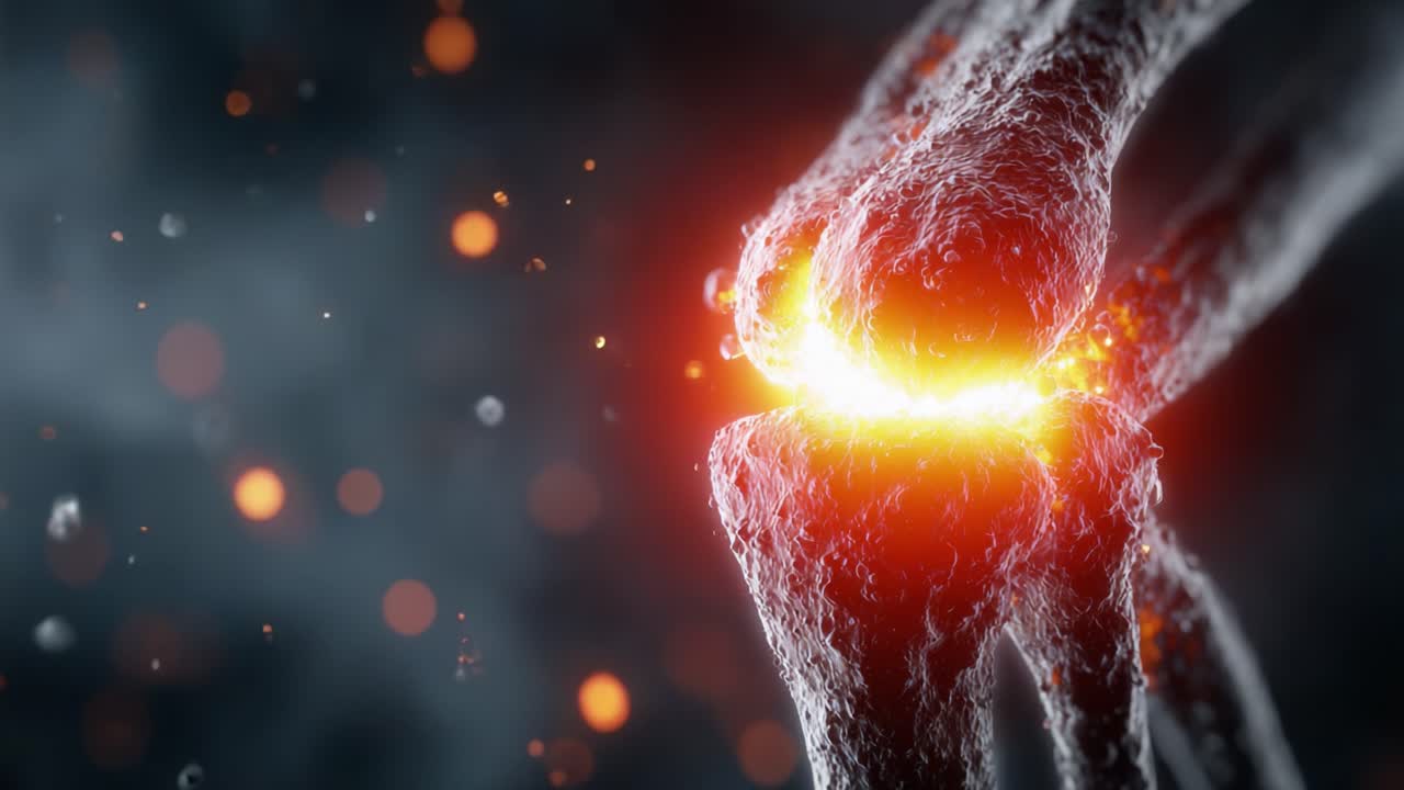 A Close-Up View of a Glowing Joint, Highlighting the Complex Interplay of Biomolecular Structures and Energy Dynamics in Human Anatomy