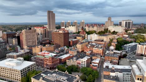 aerial pullout albany new york, ny skyline