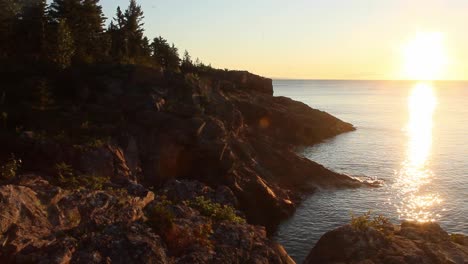 sunrise seen from tettegouche state park in minnesota, lake superior north shore