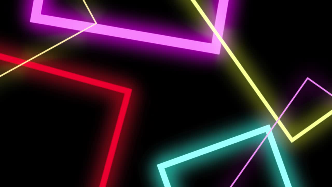 marco de neón de luz abstracta en fondo negro. club de fiesta láser muestra animación en bucle. video 4k